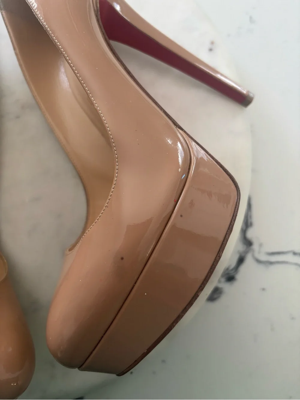 Christian Louboutin Patent Leather Nude Pumps